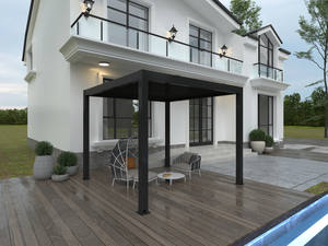 Pérgola de Techo con Aspersores de Aluminio Motorizados, Pérgola de Jardín con Protección Solar, Pérgola de Techo con Revestimiento de Aluminio Impermeable para Exteriores - Product Image 1