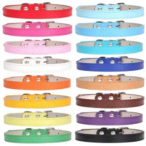 Collares de piel sintética para perros, alta calidad, 16 colores disponibles