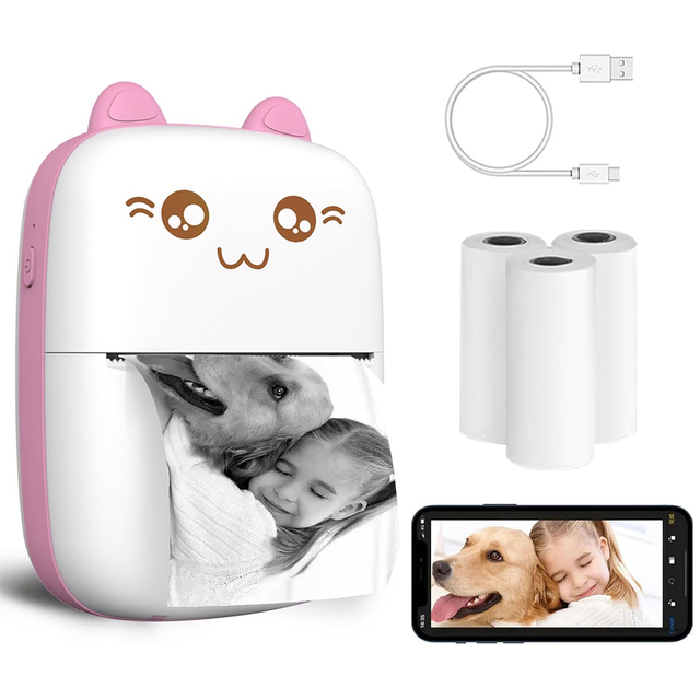 Portable Printer Pocket Mini Thermal Printer 200DPI Wireless BT 4.0 Photo Printer