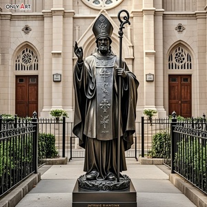 Iglesia gran decoración al aire libre bronce fundido Irlanda patrón sosteniendo cetro y vistiendo inglete tamaño real St Patrick estatua <span class=keywords><strong>de</strong></span> latón - Product Image 5