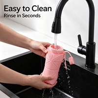 Bouteille d'eau pliable en silicone de qualité alimentaire, résistante à la chaleur, sans BPA, compatible lave-vaisselle et micro-ondes, avec bouchon à paille, pour voyage et sport