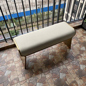 Banc <span class=keywords><strong>de</strong></span> fin <span class=keywords><strong>de</strong></span> <span class=keywords><strong>lit</strong></span> en acier inoxydable pour chambre à coucher luxueuse, banc à chaussures pour salon, style moderne minimaliste, non pliable, personnalisable - Product Image 4