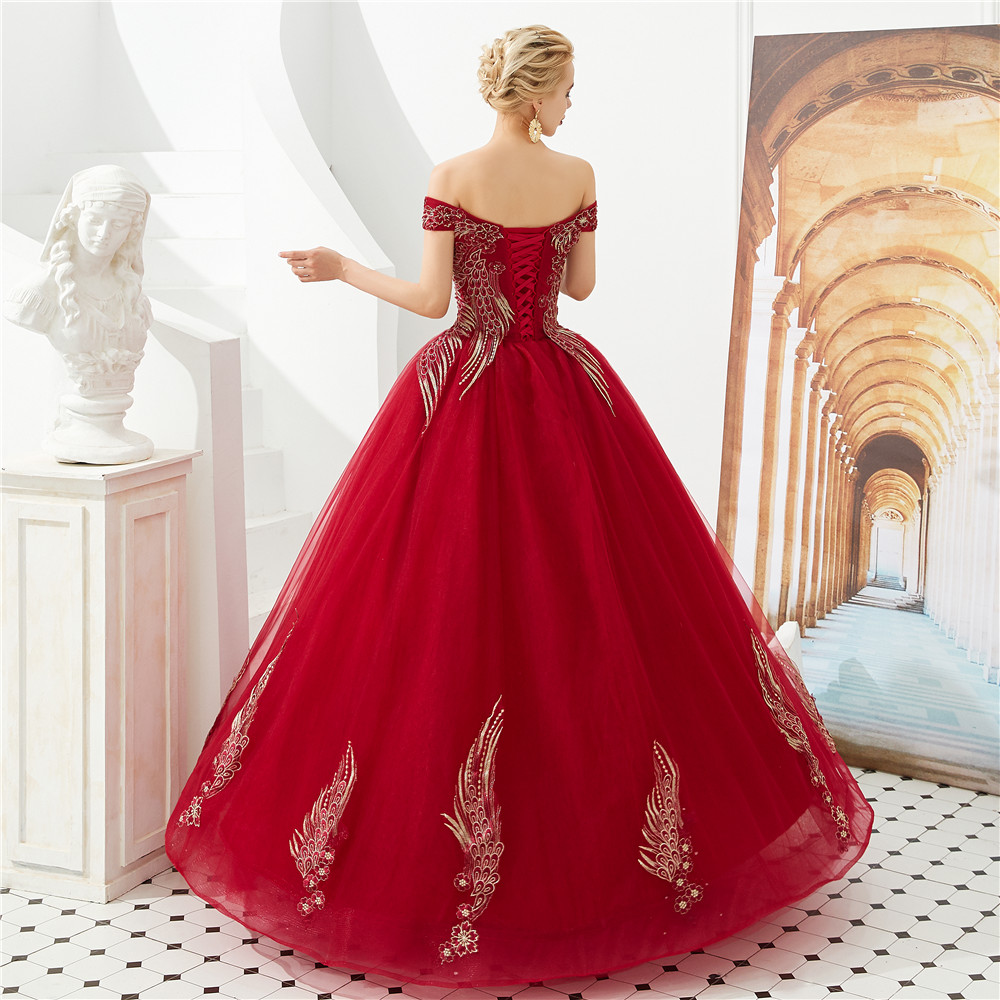 open lace back dress Red Quinceanera Dress Ball Gown, Sweet 16 Dresses, Sweet 15 Dresses DT –  DressesTailor main image 1