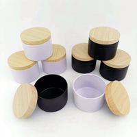 Boîtes à bougies en cire de soja de 4oz 8oz Boîtes droites noires mates blanches Boîtes à couvercles en fer grain de bois Parfum solide Aromathérapie
