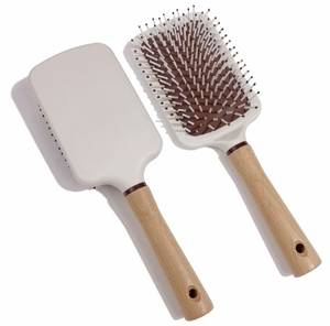 Cepillo de Pelo Compacto y Portátil, Antiestático, Iónico, de Madera y Nailon, con Forma Ovalada, para Masaje del Cuero Cabelludo, para Mujeres, Peluquería - Product Image 3