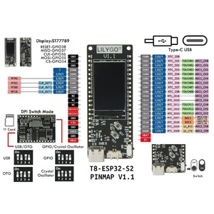 Carte de développement LILYGO <span class=keywords><strong>TTGO</strong></span> <span class=keywords><strong>T8</strong></span> ESP32-S2 V1.1 avec module sans fil d'affichage LCD ST7789 de 1.14 pouces et emplacement pour carte TF - Product Image 6