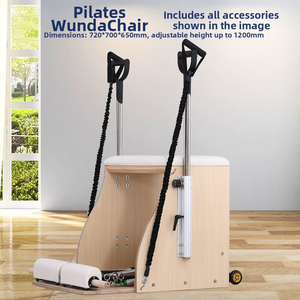 Silla <span class=keywords><strong>de</strong></span> Pilates <span class=keywords><strong>de</strong></span> Roble <span class=keywords><strong>de</strong></span> Alta Calidad con Asas Ecológicas Estables, Máquina Reformer Combinada para Ejercicio, Fitness, Yoga y Entrenamiento en Casa o Estudio - Product Image 5