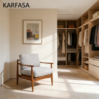 Fauteuil d'appoint moderne et confortable en tissu rembourré en bois massif pour salon/chambre/maison/bureau/coin lecture
