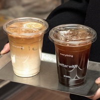 Tasse à glace transparente 14oz 400ml 98mm à paroi unique tasse à boisson froide en plastique personnalisée à usage unique couvercle à thé au lait emballé spécial