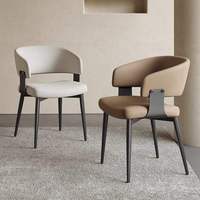 Chaise de salle à manger moderne en cuir véritable, cadre en bois ergonomique, pieds en métal, chaise d'appoint pour maison haut de gamme et restaurant