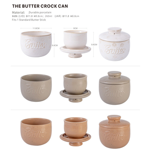 Ceramic Butter Dish <b>with</b> <b>Lid</b> Speckled Porcelain Serve <b>Bowl</b> Kitchen Counter Container - Product Image 5
