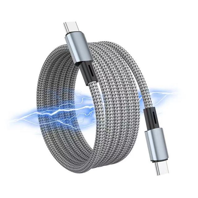 Magnetic Fast Charging Cable Portable Telescopic 5A Usb C to Type C Magnetic Data Cable Storage Type PD 100W
