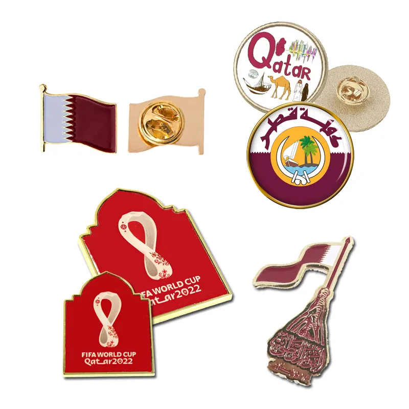 Personalizado Dia Nacional Lembrança Presente Lapela Pin Badge Metal Soft Esmalte Estado Do Emblema Do País Pin Qatar