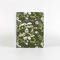 Carnet à spirales A5 vert foncé à imprimé floral vintage avec planification hebdomadaire, 100 feuilles pour l'écriture et l'usage journalier