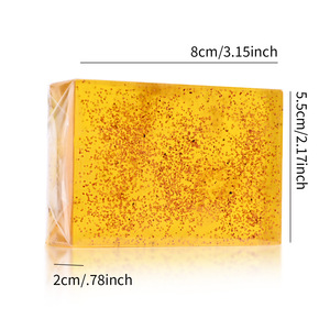 Savon à l'acide kojique 8x5.5x2cm Savon solide naturel pour tous types de peau Jaune transparent avec des taches - Product Image 1