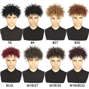 Perruque synthétique avec fil de cheveux noir naturel moelleux Bloc de cheveux de hérisson pour hommes Style africain Extension de cheveux bouclés style clip - Product Image 1