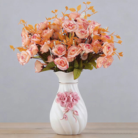 Vase en céramique émaillée de style européen, fait main, écologique, à motif floral, pour salon, meuble TV, table à manger