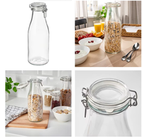 Bouteilles à large ouverture avec couvercles Réservoirs de stockage en verre transparent Réservoirs scellés et réservoirs de stockage de grains pour bocaux Multi-Capacité