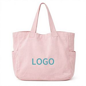 Custom Logo Size Summer Pink Cotton Canvas <b>Tote</b> <b>Bag</b> for Ladies Handled <b>Tote</b> Canvas Beach <b>Bags</b> With Side Pockets - Product Image 1