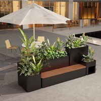 Bac à fleurs moderne en métal pour extérieur, tabouret en acier inoxydable galvanisé, construction commerciale, personnalisable pour usine et rue, avec sièges