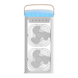 Ventilateur à double tête refroidi par eau 10,0-12,9 pouces rechargeable avec lumière, humidificateur domestique à brume fine - Product Image 1