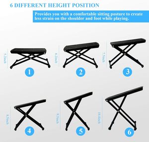 Repose-pieds pliable pour <span class=keywords><strong>guitare</strong></span>, tabouret à 6 hauteurs réglables avec embouts en caoutchouc et coussinet en caoutchouc antidérapant pour le soin de la <span class=keywords><strong>guitare</strong></span> et des ongles - Product Image 5