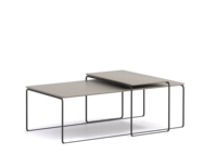 Ensemble de tables basses carrées modulaires chinoises modernes en panneaux HDF gris, tables gigognes à double panneau pour salon, mobilier de maison