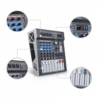 Console de mixage audio professionnelle 4 canaux 2x250W avec 99 effets DSP, contrôleur DJ/consolé de mixage audio pour diffusion en direct et studio d'enregistrement