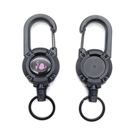 Porte-clés rétractable YYX porte-badge mousqueton robuste bobine d'insigne d'identification tactique avec cordon rétractable en acier de 60cm