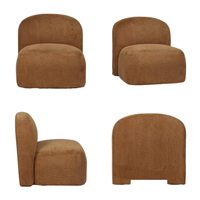 Fauteuil marron de style nordique en tissu doux avec dossier confortable pour salon, chambre, hôtel, maison, meubles de loisirs