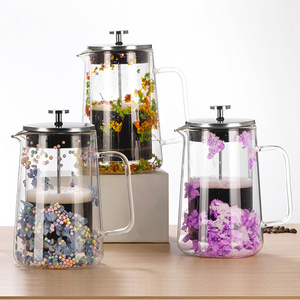 Ensemble de cafetière à piston en verre borosilicate à double paroi, résistant à <span class=keywords><strong>la</strong></span> chaleur, capacité de 1000 ml - Product Image 2