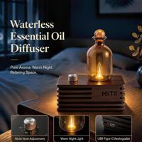 Diffuseur d'huiles essentielles nébulisant HIITII, rechargeable, sans eau, fonctionnement silencieux, éclairage LED, design minimaliste, portable