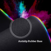 Tapis de souris LED RGB géométrique hexagonal en nid d'abeille noir, modes d'éclairage réglables, base en caoutchouc non toxique, tapis de bureau de jeu multi-tailles