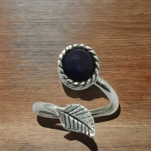 Handmade 925 Silver Unisex <b>Ring</b> with Lapis Lazuli Stone <b>Adjustable</b> Fashion Gemstone Jewelry - Product Image 3