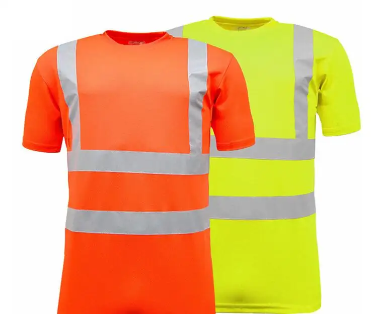 Custom high visibility reflective safety t shirt with short sleeves for men