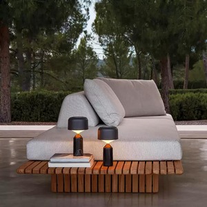 Minimalist <b>Outdoor</b> Wooden Sofa Set With <b>Waterproof</b> <b>Cushions</b> For Garden Patio Use - Product Image 2