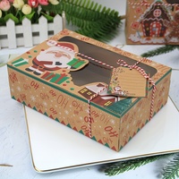 Boîtes en papier kraft pliables personnalisées pour Noël, boîtes de rangement pour cadeaux avec fenêtre pour biscuits, bonbons, emballages alimentaires