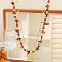 Mode 18k Plaqué Or Rouge Pierre À La Main Cheval Pendentif Perlé Ambre Collier Dame Pierre Collier Bijoux