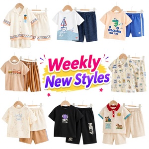 Children Mixed Size Summer Outfit Sets <b>Toddler</b> Unisex Short Sleeve <b>T</b>-<b>Shirt</b> Shorts Casual Wear Polyester Cotton Clothing Kits - Product Image 1