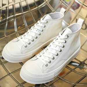<b>White</b> High Top Canvas Sneakers Lace Up Casual Walking <b>Shoes</b> <b>for</b> <b>Men</b> - Product Image 1