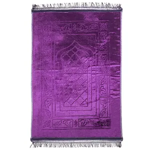 Tappeto da pellegrinaggio in tinta unita Super morbido in rilievo personalizzato Raschel tappeto da preghiera islamico con tappetino per il culto musulmano