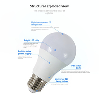 Liste de prix des ampoules LED Skd 3W 5W 7W 9W 12W 15W 18W E27 B22Led support de pilote d'ampoule/ampoules LED matière première/ampoules LED