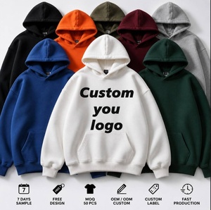 400GSM High Quality Plain Knitted Polyester‑Cotton Windproof Sublimated <b>Pullover</b> Hoodie Custom Logo Sweatshirt - Product Image 2