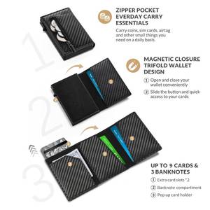 <span class=keywords><strong>Portafoglio</strong></span> RFID da <span class=keywords><strong>uomo</strong></span> Casekey personalizzato in fibra di carbonio, sottile, minimalista, a tre ante, da tasca frontale, con porta carte a scomparsa intelligente - Product Image 2