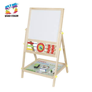 木制磁性双面儿童画架板立式绘图和书写板，带字母计数珠W12B314 - Product Image 2