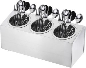 Porta Cuchillos, Tenedores y Cucharas de Acero Inoxidable, Bandeja para Utensilios con 3 Compartimentos, Apto para Lavavajillas, Organizador de Cubiertos para Hotel y Restaurante - Product Image 1