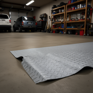 Tapete para Piso de Garaje Gris Plateado, 7.5x20 Pies, PVC, Diseño de Diamante, Antideslizante, Impermeable, para Uso en Interiores, Instalación Adhesiva - Product Image 2