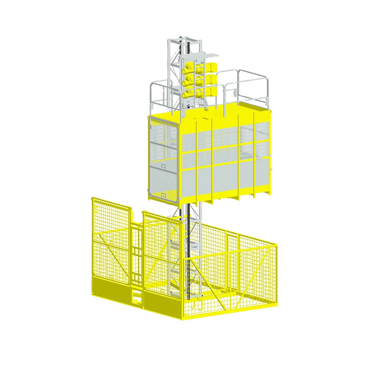 High-rise construction site outdoor loading freight elevator Driverless rack and pinion material hoist double cage