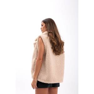 Chaleco Teddy Beige para Mujer, Prenda Exterior 100% Poliéster, Estilo Abrigo Cálido de Piel Sintética - Product Image 2