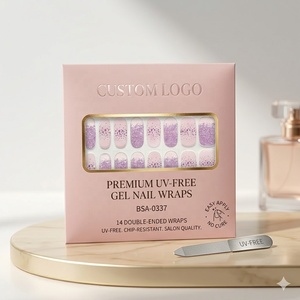 Bandes de gel à paillettes violettes ombrées pour marque privée, longue durée, qualité salon, sans UV, pour ongles, en vrac, sans besoin de polymérisation - Product Image 1